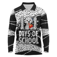 101 Days of School Dalmatian Long Sleeve Polo Shirt 100th Days Teacher Girl Boy - Spotted Mono Spiral
