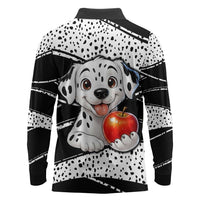 101 Days of School Dalmatian Long Sleeve Polo Shirt 100th Days Teacher Girl Boy - Spotted Mono Spiral