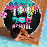 100 Days of School Baseball Beach Blanket with Sweet Melting Drip Pattern