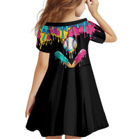 100 Days of School Baseball Kid Short Sleeve Dress with Sweet Melting Drip Pattern