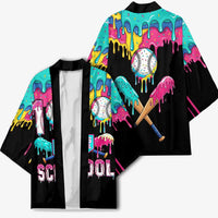 100 Days of School Baseball Kimono with Sweet Melting Drip Pattern