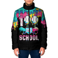 100 Days of School Baseball Padded Jacket with Sweet Melting Drip Pattern