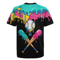 100 Days of School Baseball Rugby Jersey with Sweet Melting Drip Pattern