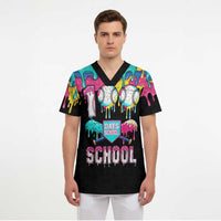 100 Days of School Baseball Scrub Top with Sweet Melting Drip Pattern