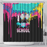 100 Days of School Baseball Shower Curtain with Sweet Melting Drip Pattern