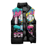 100 Days of School Baseball Sleeveless Puffer Jacket with Sweet Melting Drip Pattern
