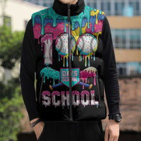 100 Days of School Baseball Sleeveless Puffer Jacket with Sweet Melting Drip Pattern