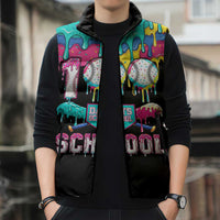 100 Days of School Baseball Sleeveless Puffer Jacket with Sweet Melting Drip Pattern