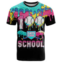 100 Days of School Baseball T Shirt with Sweet Melting Drip Pattern