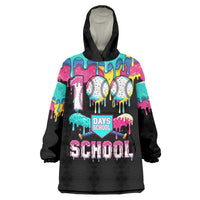 100 Days of School Baseball Wearable Blanket Hoodie with Sweet Melting Drip Pattern
