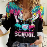 100 Days of School Baseball Women Casual Shirt with Sweet Melting Drip Pattern