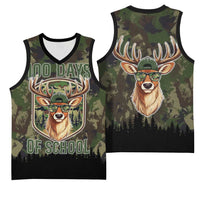 Deer 100 Days of School Basketball Jersey Camo Deer Adventure Forest