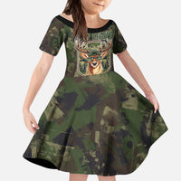 Deer 100 Days of School Kid Short Sleeve Dress Camo Deer Adventure Forest