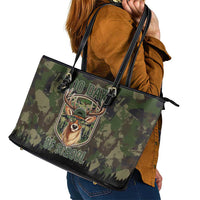 Deer 100 Days of School Leather Tote Bag Camo Deer Adventure Forest