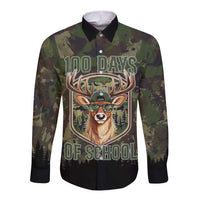 Deer 100 Days of School Long Sleeve Button Shirt Camo Deer Adventure Forest