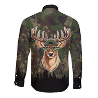 Deer 100 Days of School Long Sleeve Button Shirt Camo Deer Adventure Forest