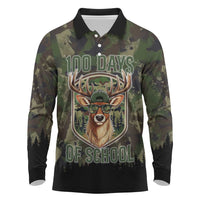 Deer 100 Days of School Long Sleeve Polo Shirt Camo Deer Adventure Forest