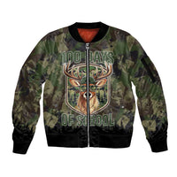 Deer 100 Days of School Sleeve Zip Bomber Jacket Camo Deer Adventure Forest