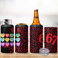 Valentine’s Day 67 Meme Six Seven 4 in 1 Can Cooler Tumbler Gen Alpha Conversation Hearts