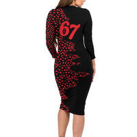 Valentine’s Day 67 Meme Six Seven Long Sleeve Bodycon Dress Gen Alpha Conversation Hearts