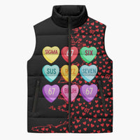 Valentine’s Day 67 Meme Six Seven Sleeveless Puffer Jacket Gen Alpha Conversation Hearts