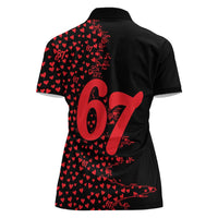 Valentine’s Day 67 Meme Six Seven Women Polo Shirt Gen Alpha Conversation Hearts