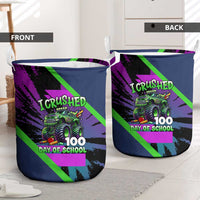 I Crushed 100 Days of School Monster Truck Laundry Basket 100th Day Boys - Retro Radiant Pattern