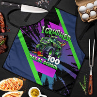 I Crushed 100 Days of School Monster Truck Apron 100th Day Boys - Retro Radiant Pattern