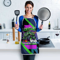 I Crushed 100 Days of School Monster Truck Apron 100th Day Boys - Retro Radiant Pattern