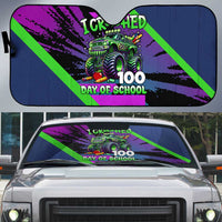 I Crushed 100 Days of School Monster Truck Auto Sun Shade 100th Day Boys - Retro Radiant Pattern