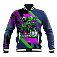 I Crushed 100 Days of School Monster Truck Baseball Jacket 100th Day Boys - Retro Radiant Pattern
