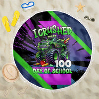 I Crushed 100 Days of School Monster Truck Beach Blanket 100th Day Boys - Retro Radiant Pattern
