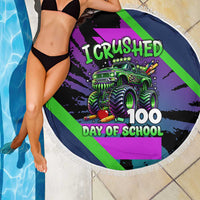 I Crushed 100 Days of School Monster Truck Beach Blanket 100th Day Boys - Retro Radiant Pattern
