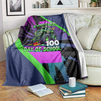 I Crushed 100 Days of School Monster Truck Blanket 100th Day Boys - Retro Radiant Pattern