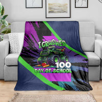 I Crushed 100 Days of School Monster Truck Blanket 100th Day Boys - Retro Radiant Pattern