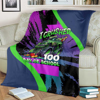 I Crushed 100 Days of School Monster Truck Blanket 100th Day Boys - Retro Radiant Pattern