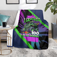 I Crushed 100 Days of School Monster Truck Blanket 100th Day Boys - Retro Radiant Pattern