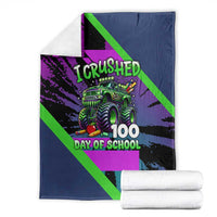 I Crushed 100 Days of School Monster Truck Blanket 100th Day Boys - Retro Radiant Pattern