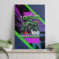 I Crushed 100 Days of School Monster Truck Canvas Wall Art 100th Day Boys - Retro Radiant Pattern