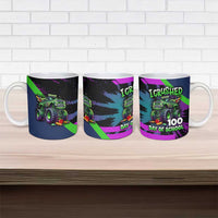 I Crushed 100 Days of School Monster Truck Ceramic Mug 100th Day Boys - Retro Radiant Pattern