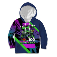 I Crushed 100 Days of School Monster Truck Kid Hoodie 100th Day Boys - Retro Radiant Pattern