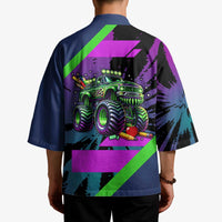 I Crushed 100 Days of School Monster Truck Kimono 100th Day Boys - Retro Radiant Pattern