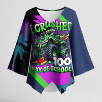 I Crushed 100 Days of School Monster Truck Kimono Sleeve Blouse 100th Day Boys - Retro Radiant Pattern