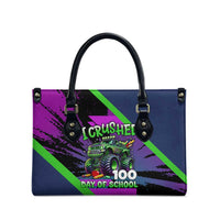 I Crushed 100 Days of School Monster Truck Leather Bag 100th Day Boys - Retro Radiant Pattern