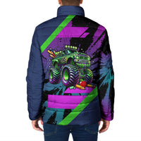 I Crushed 100 Days of School Monster Truck Padded Jacket 100th Day Boys - Retro Radiant Pattern