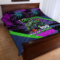 I Crushed 100 Days of School Monster Truck Quilt Bed Set 100th Day Boys - Retro Radiant Pattern