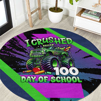 I Crushed 100 Days of School Monster Truck Round Carpet 100th Day Boys - Retro Radiant Pattern