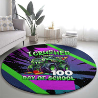 I Crushed 100 Days of School Monster Truck Round Carpet 100th Day Boys - Retro Radiant Pattern