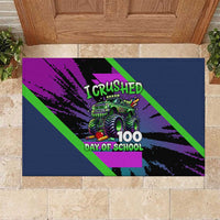 I Crushed 100 Days of School Monster Truck Rubber Doormat 100th Day Boys - Retro Radiant Pattern
