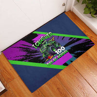 I Crushed 100 Days of School Monster Truck Rubber Doormat 100th Day Boys - Retro Radiant Pattern